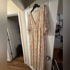 Baltic Born Cream and Pink Floral Maxi Dress